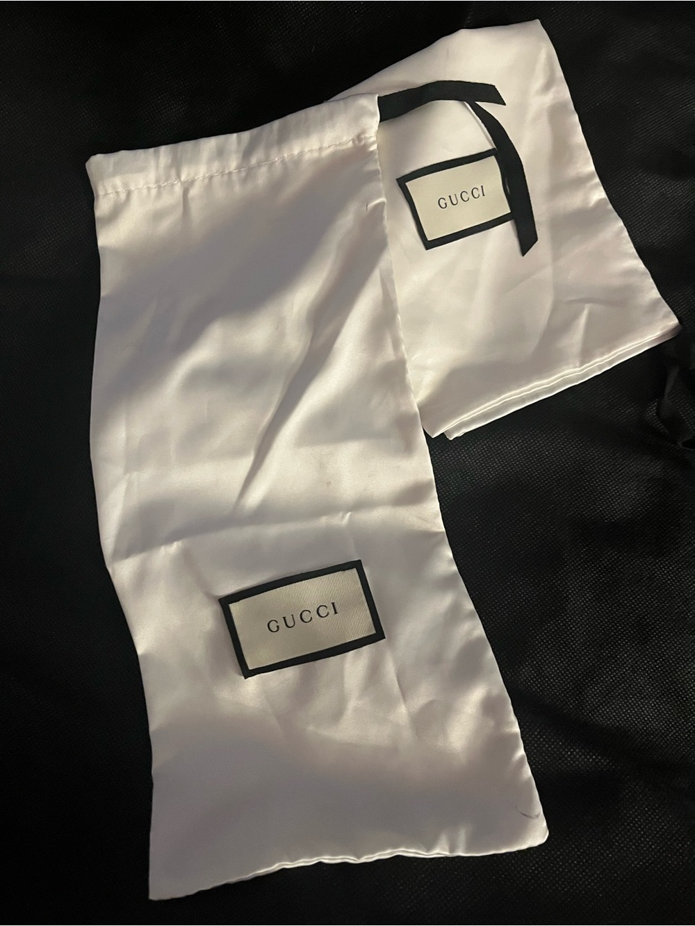 Gucci White Satin Logo Dust Bags - Pair